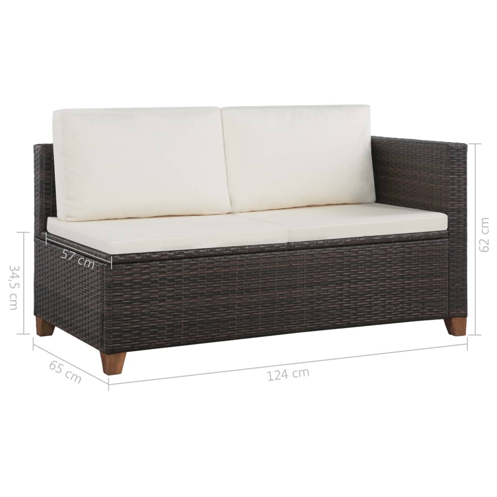 vidaXL 4-cz. zestaw wypoczynkowy do ogrodu, poduszki, rattan PE, brąz