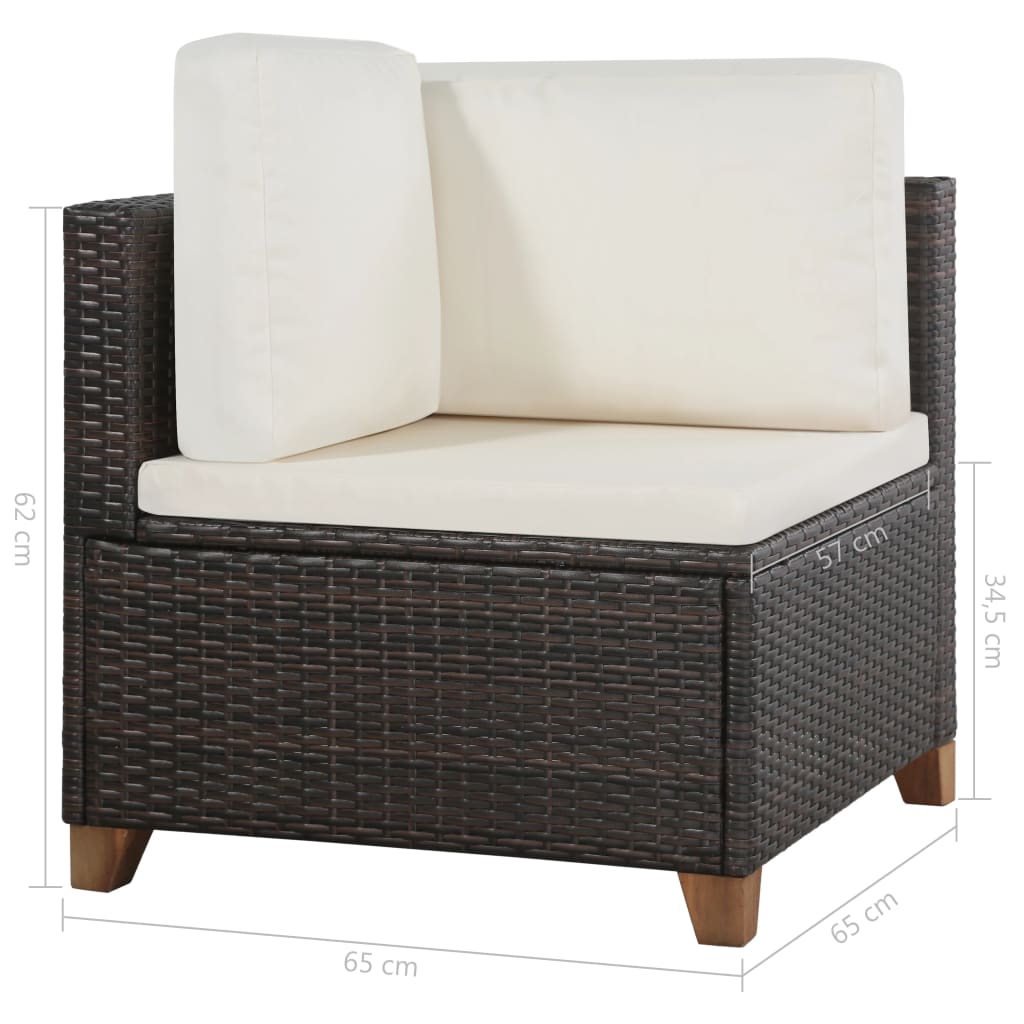 vidaXL 4-cz. zestaw wypoczynkowy do ogrodu, poduszki, rattan PE, brąz