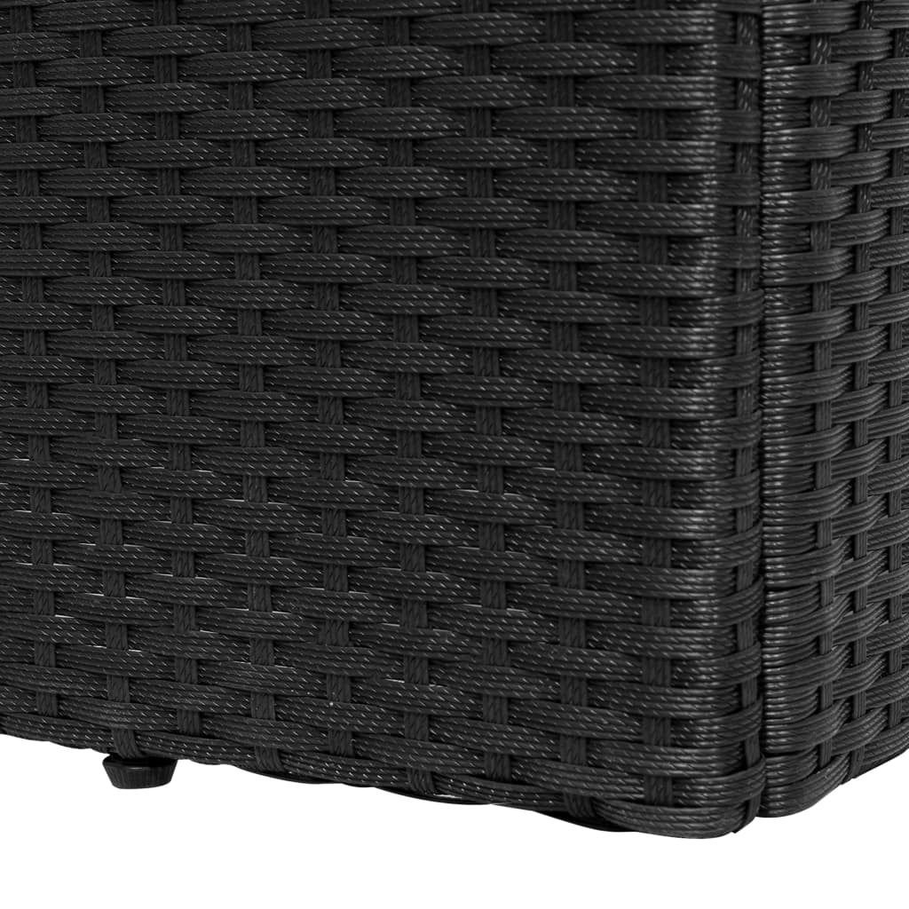 vidaXL Leżak ogrodowy z poduszką, rattan PE, czarny
