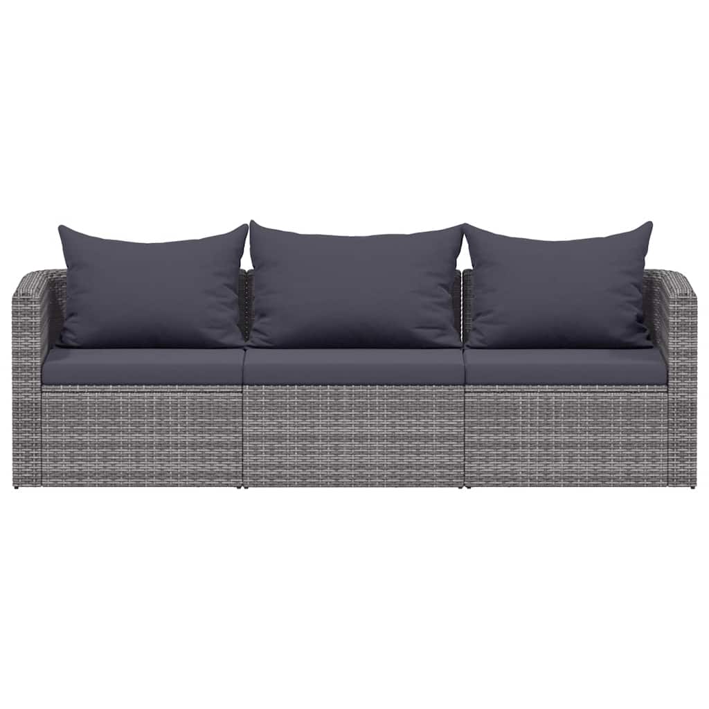 vidaXL 3-cz. zestaw mebli do ogrodu z poduszkami, rattan PE, szary
