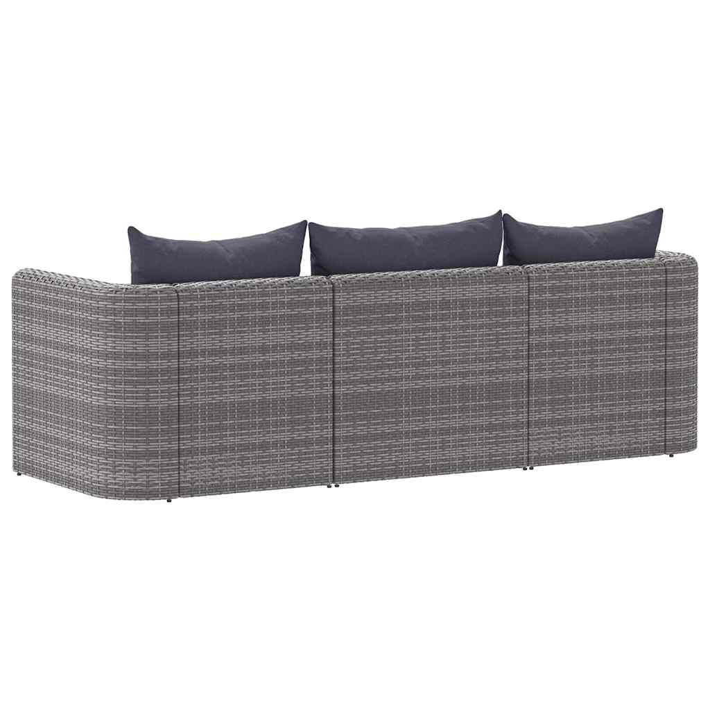 vidaXL 3-cz. zestaw mebli do ogrodu z poduszkami, rattan PE, szary