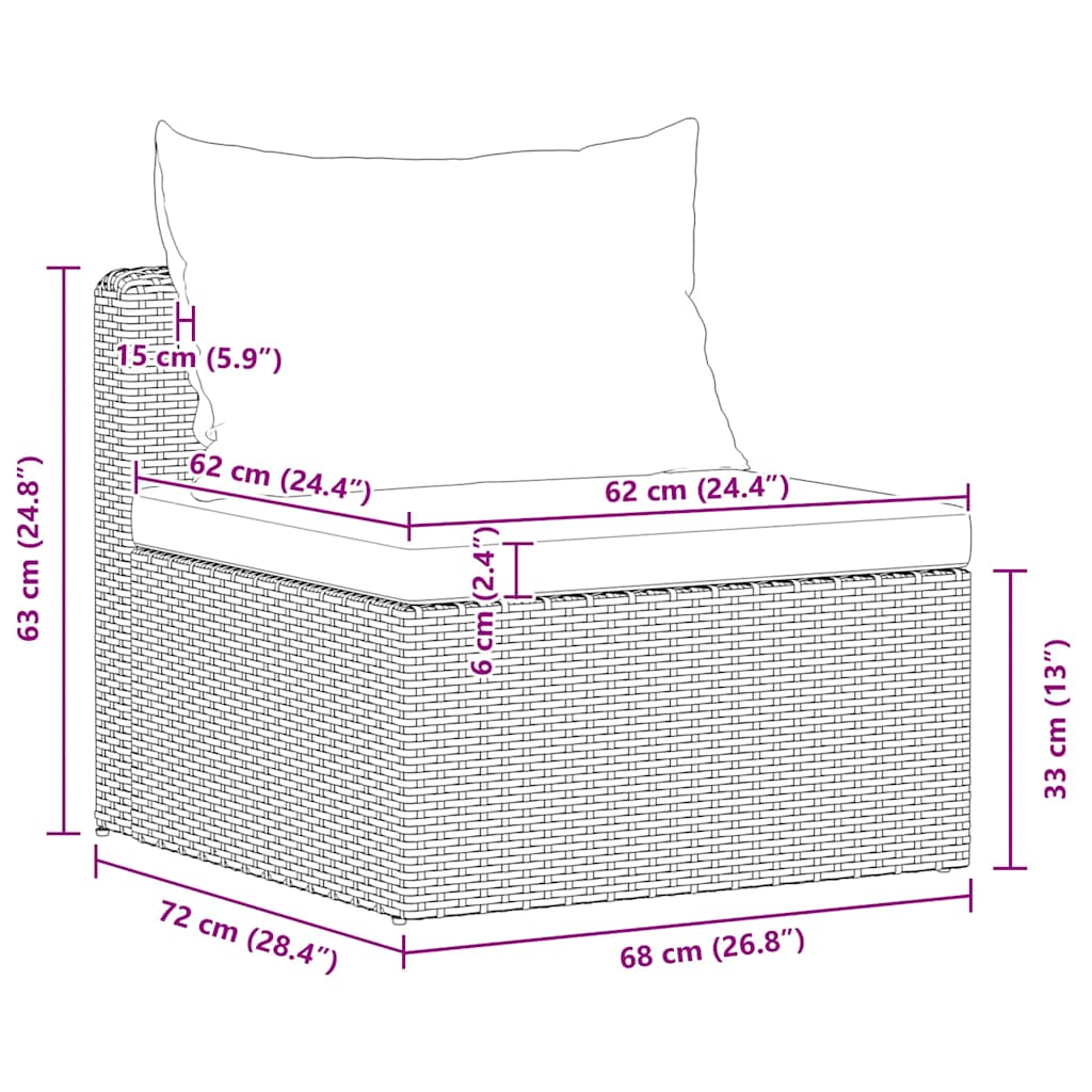 vidaXL 3-cz. zestaw mebli do ogrodu z poduszkami, rattan PE, szary