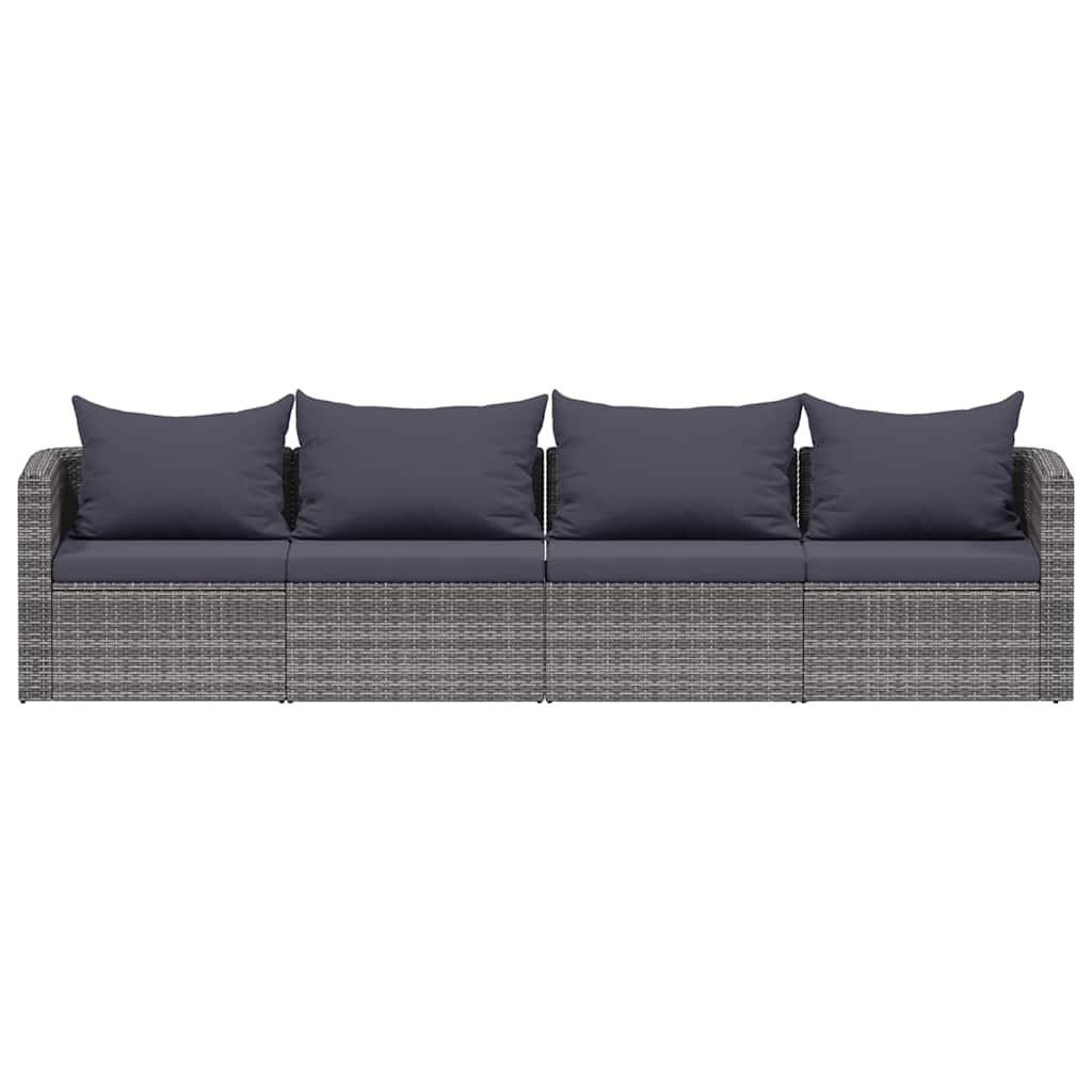vidaXL 4-cz. zestaw mebli do ogrodu z poduszkami, rattan PE, szary