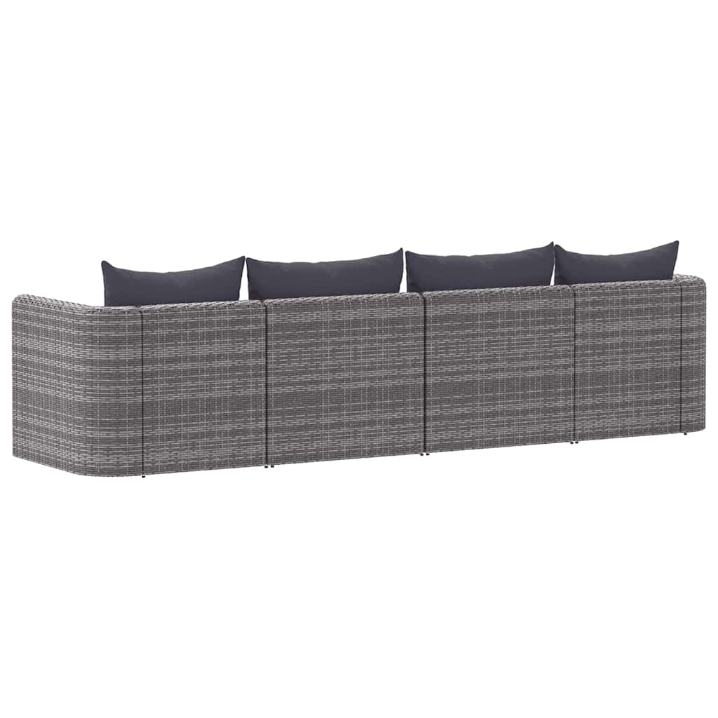 vidaXL 4-cz. zestaw mebli do ogrodu z poduszkami, rattan PE, szary