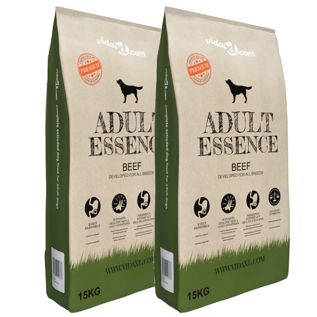 vidaXL Sucha karma dla psów Adult Essence Beef, 2 szt., 30 kg