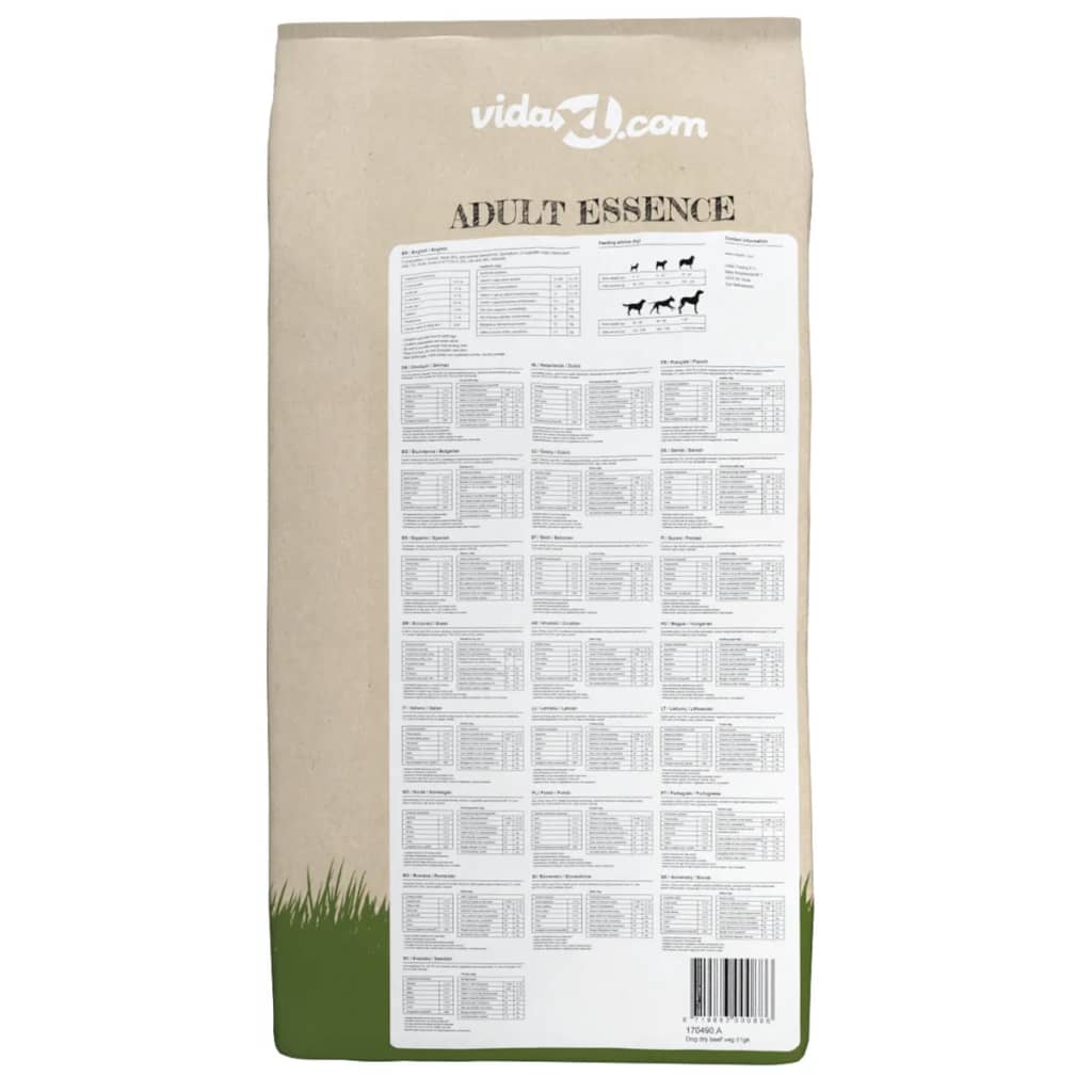vidaXL Sucha karma dla psów Adult Essence Beef, 2 szt., 30 kg