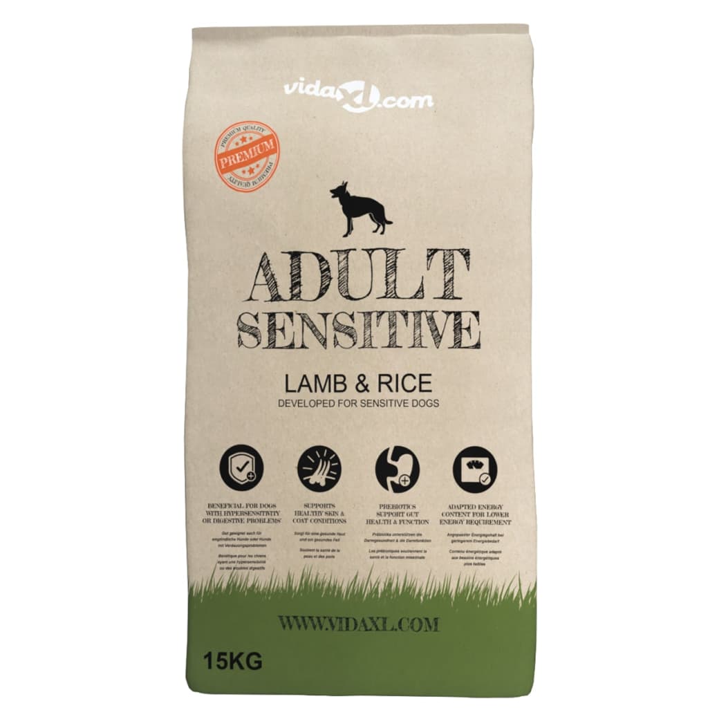 vidaXL Sucha karma dla psów Adult Sensitive Lamb & Rice, 2 szt., 30 kg