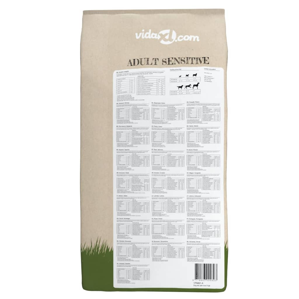 vidaXL Sucha karma dla psów Adult Sensitive Lamb & Rice, 2 szt., 30 kg