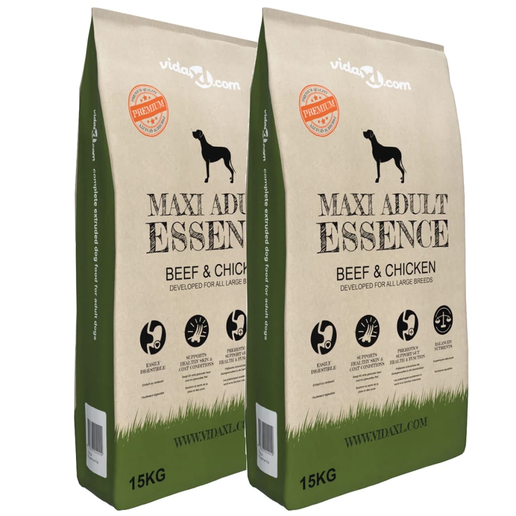 vidaXL Sucha karma dla psów Maxi Adult Essence Beef&Chicken, 2 x 30 kg