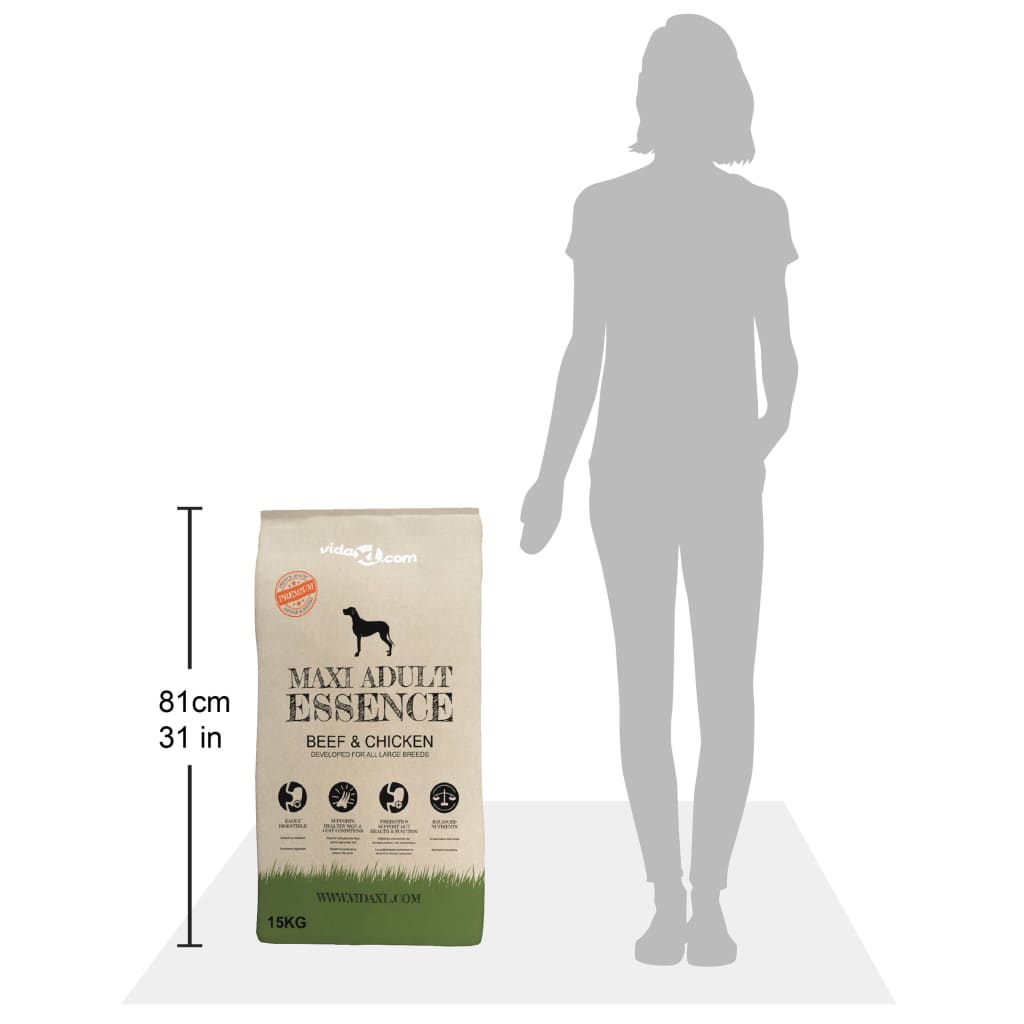 vidaXL Sucha karma dla psów Maxi Adult Essence Beef&Chicken, 2 x 30 kg