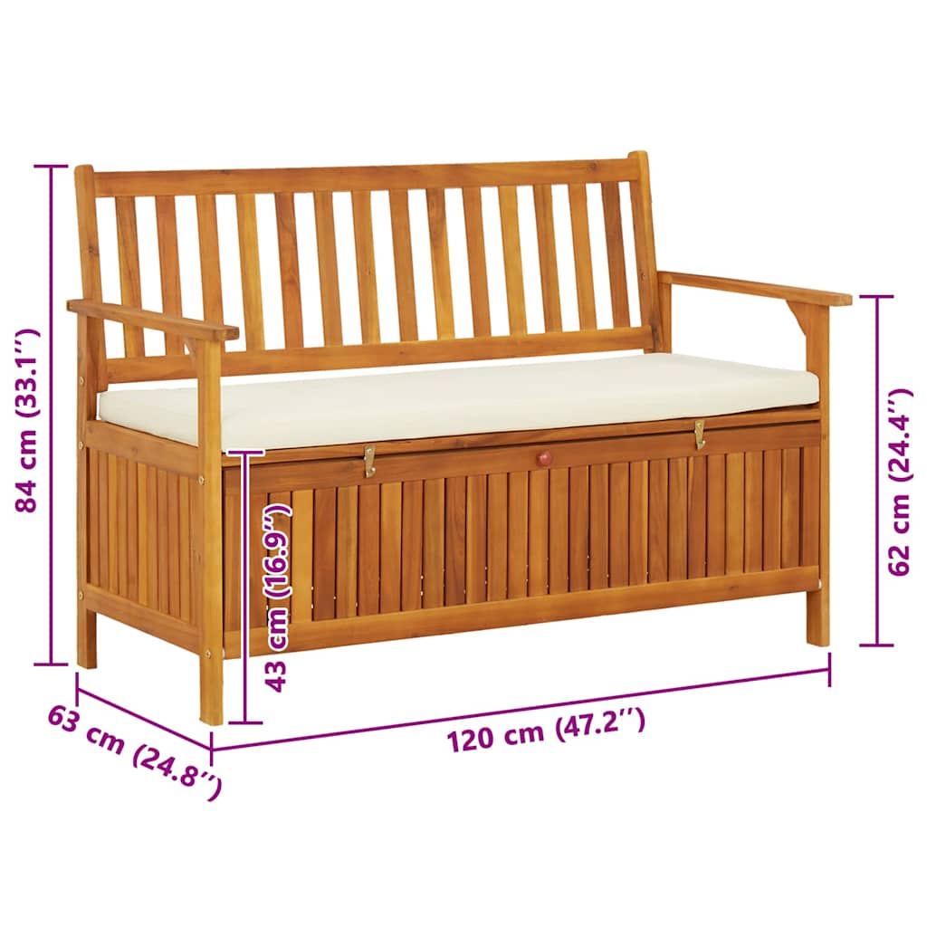 vidaXL Ławka ogrodowa z drewna akacjowego ze schowkiem, 120x63x84 cm
