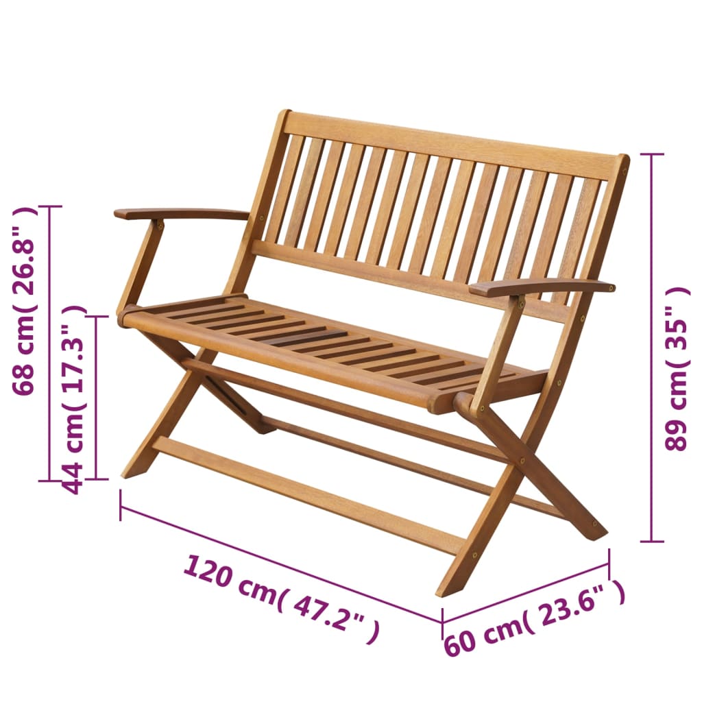 vidaXL Ławka ogrodowa, 120 cm, lite drewno akacjowe