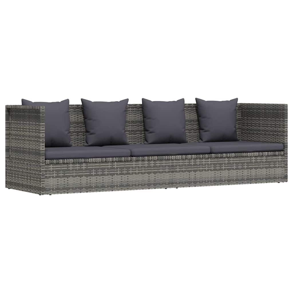 vidaXL Leżanka ogrodowa, szara, 200 x 60 cm, rattan PE