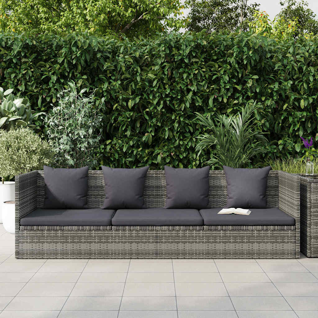 vidaXL Leżanka ogrodowa, szara, 200 x 60 cm, rattan PE