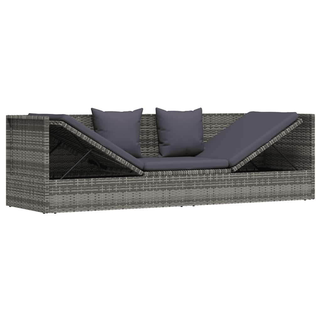 vidaXL Leżanka ogrodowa, szara, 200 x 60 cm, rattan PE