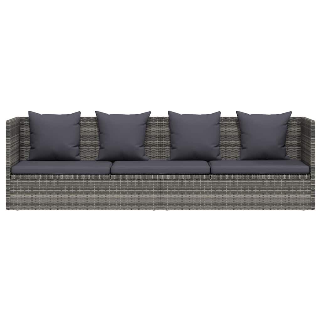 vidaXL Leżanka ogrodowa, szara, 200 x 60 cm, rattan PE