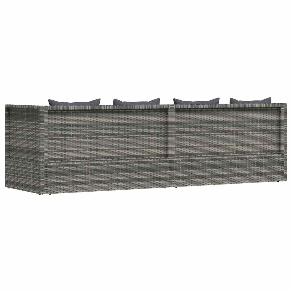 vidaXL Leżanka ogrodowa, szara, 200 x 60 cm, rattan PE