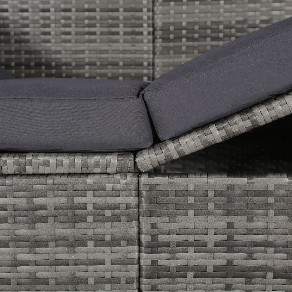 vidaXL Leżanka ogrodowa z zadaszeniem, szara, 205x62 cm, rattan PE