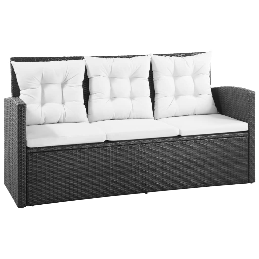 vidaXL 5-cz. zestaw mebli do ogrodu, poduszki, rattan PE, czarny
