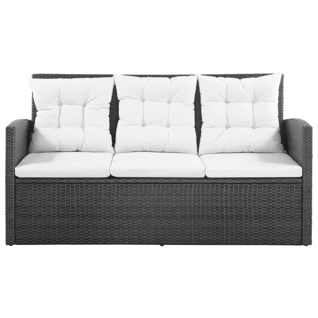 vidaXL 5-cz. zestaw mebli do ogrodu, poduszki, rattan PE, czarny