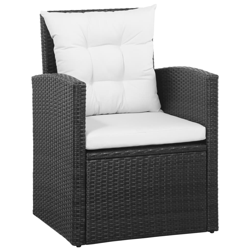 vidaXL 5-cz. zestaw mebli do ogrodu, poduszki, rattan PE, czarny