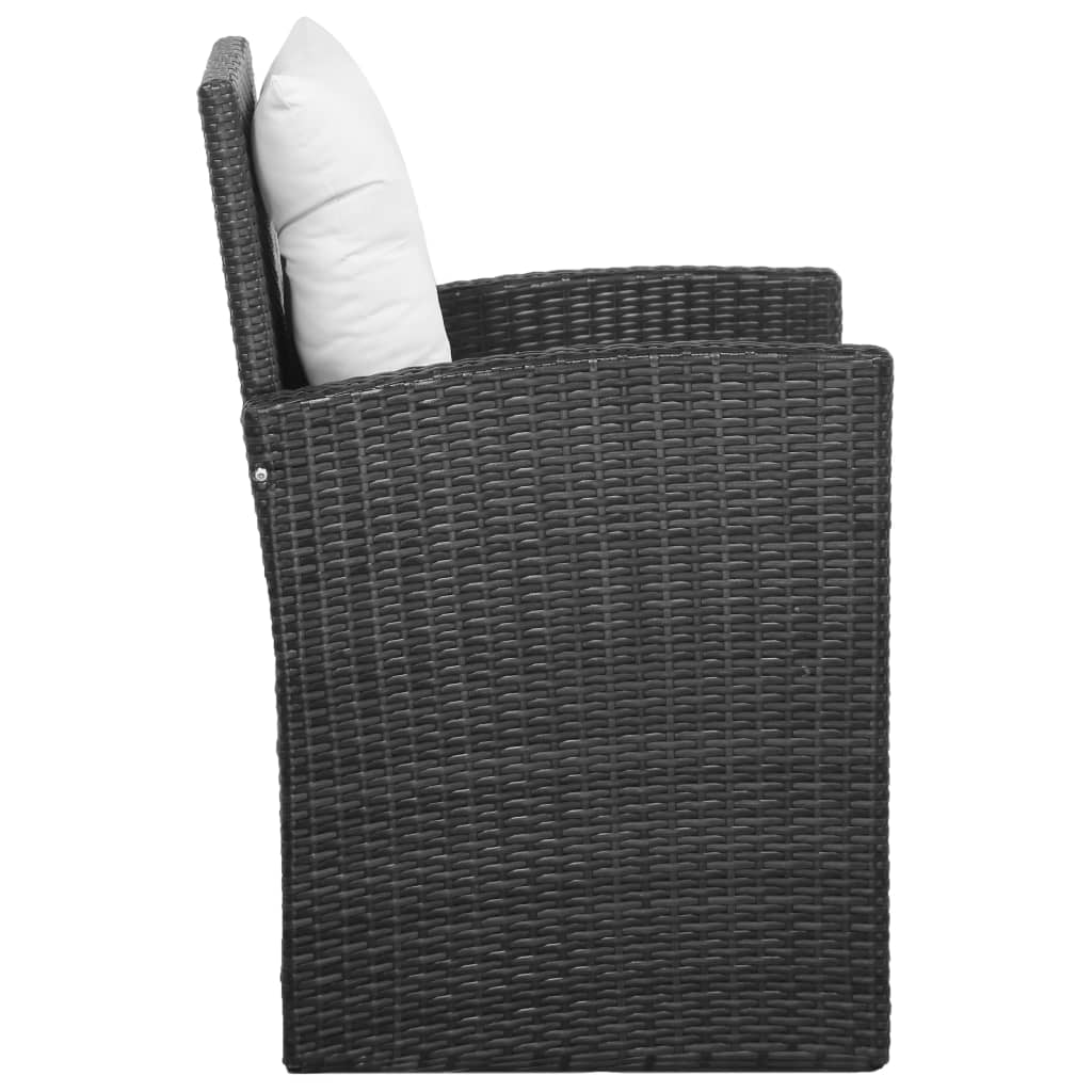 vidaXL 5-cz. zestaw mebli do ogrodu, poduszki, rattan PE, czarny