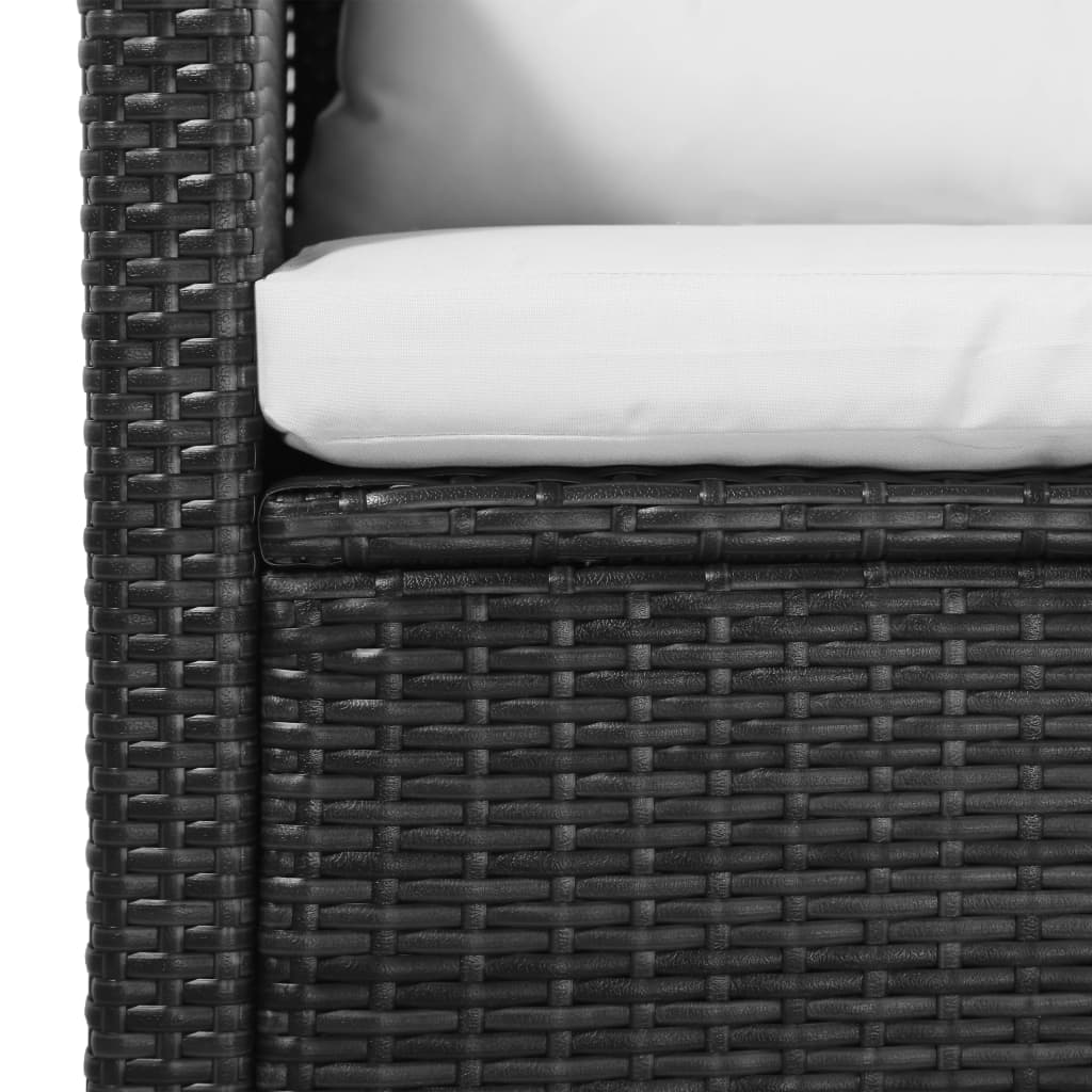 vidaXL 5-cz. zestaw mebli do ogrodu, poduszki, rattan PE, czarny