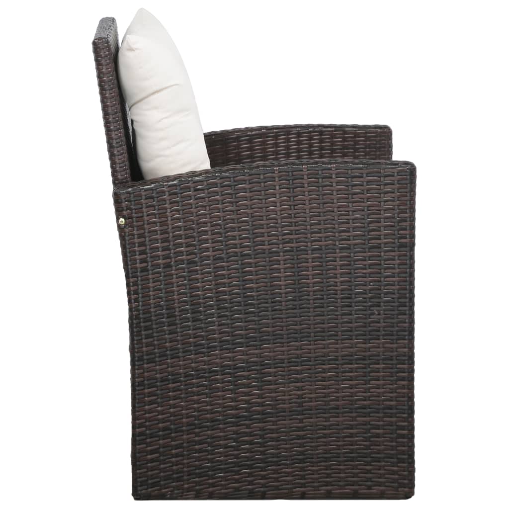 vidaXL 5-cz. zestaw mebli do ogrodu, poduszki, rattan PE, brązowy