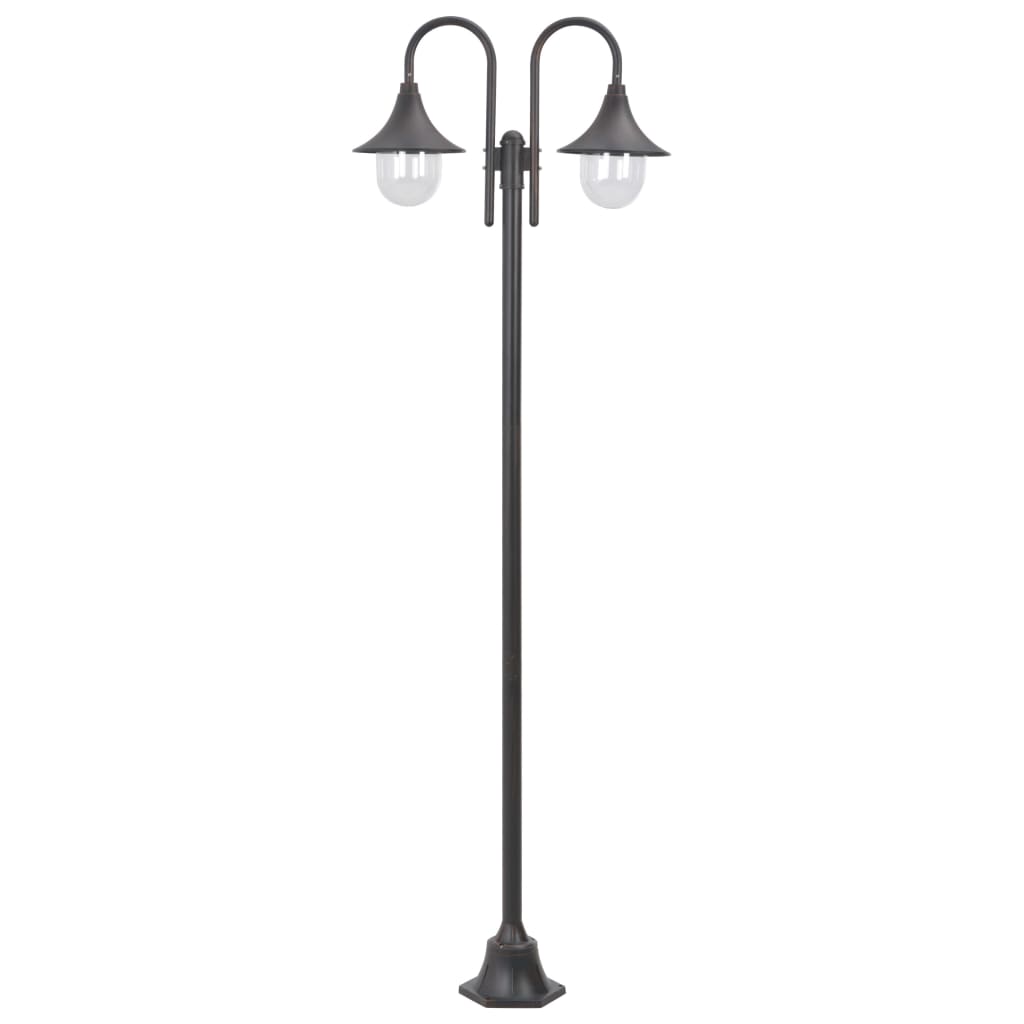 vidaXL Latarnia ogrodowa 2-punktowa, 220 cm, aluminium, E27, brązowa
