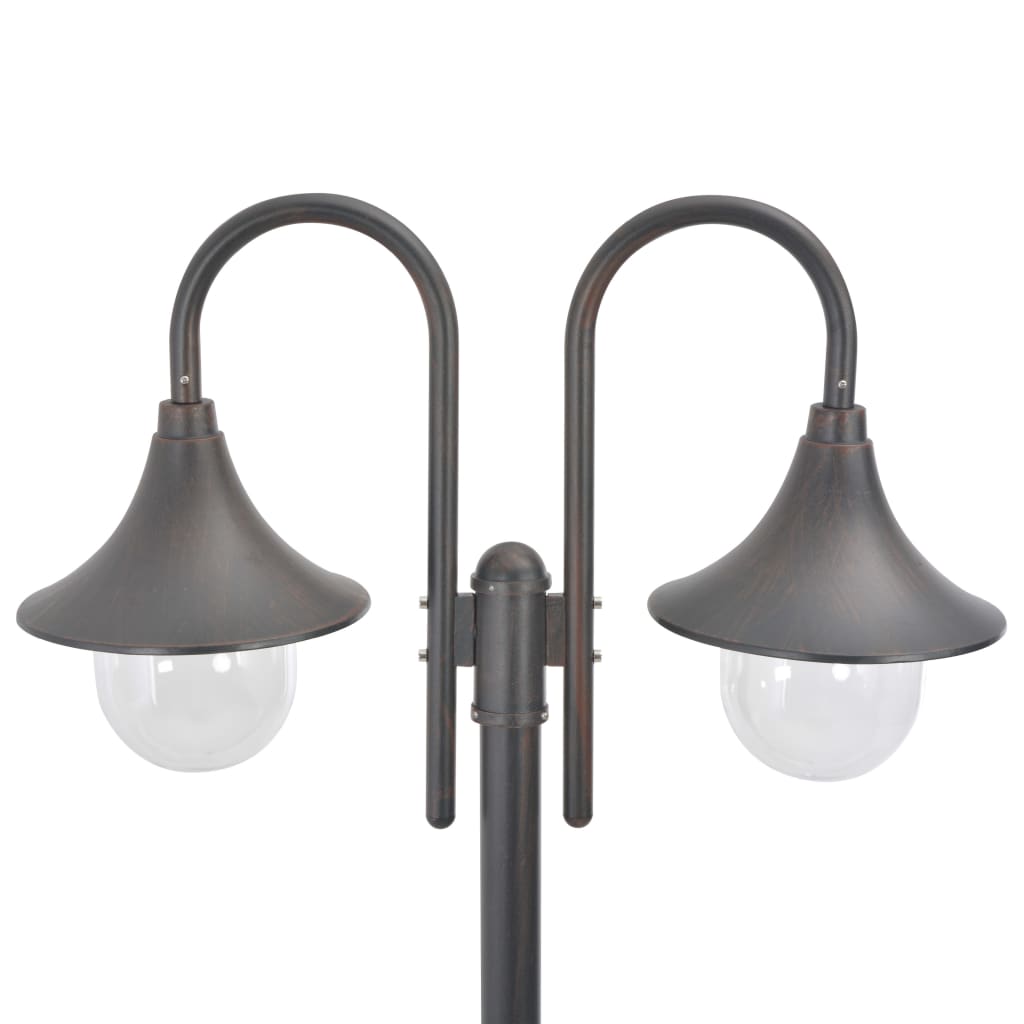 vidaXL Latarnia ogrodowa 2-punktowa, 220 cm, aluminium, E27, brązowa