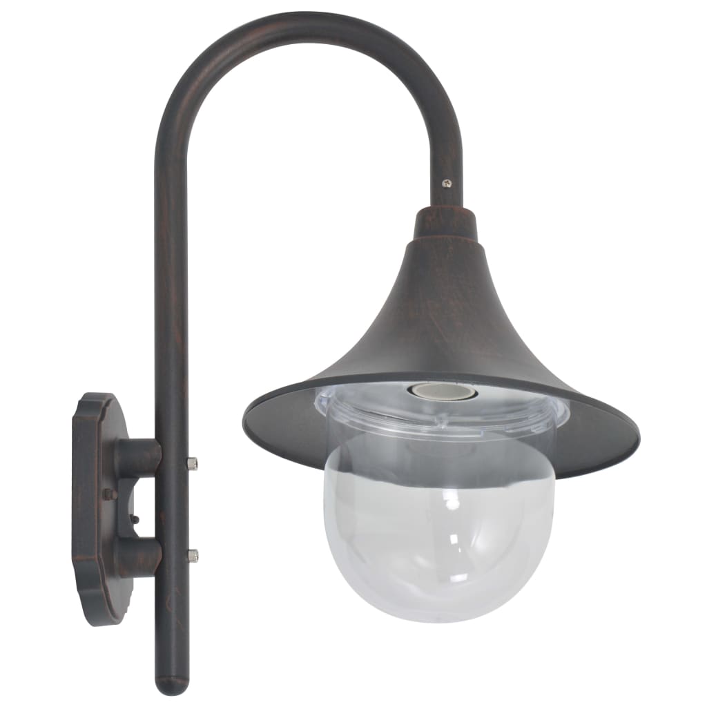 vidaXL Ścienna lampa ogrodowa, 42 cm, E27, aluminiowa, kolor brązu