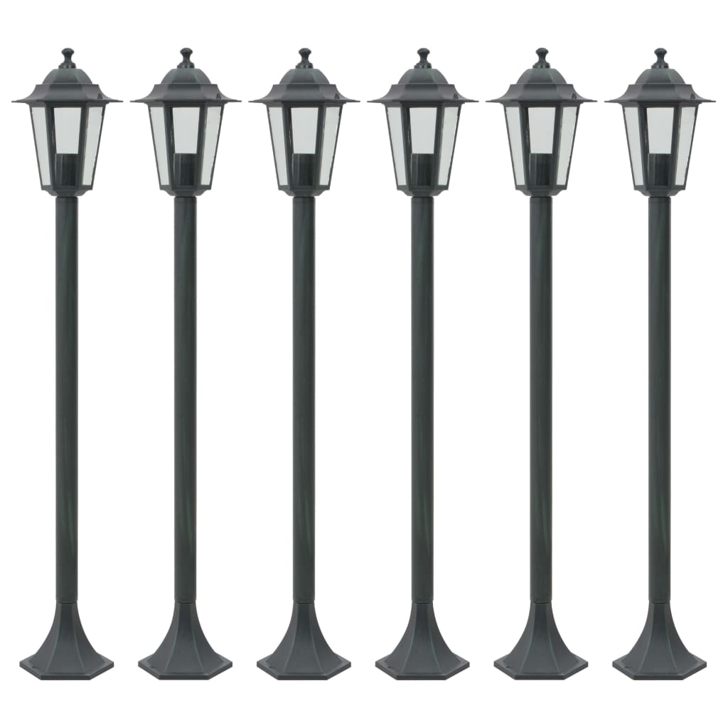 vidaXL Lampy ogrodowe, 110 cm, E27, aluminium, ciemnozielone, 6 szt.
