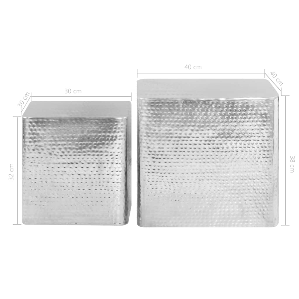vidaXL Stoliki kawowe z aluminium, 2 sztuki, srebrne