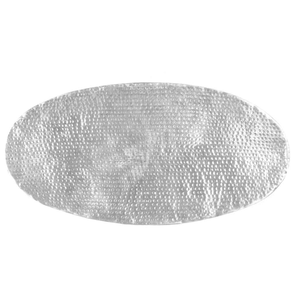 vidaXL Stolik do kawy z młotkowanego aluminium, 100x50x28 cm, srebrny