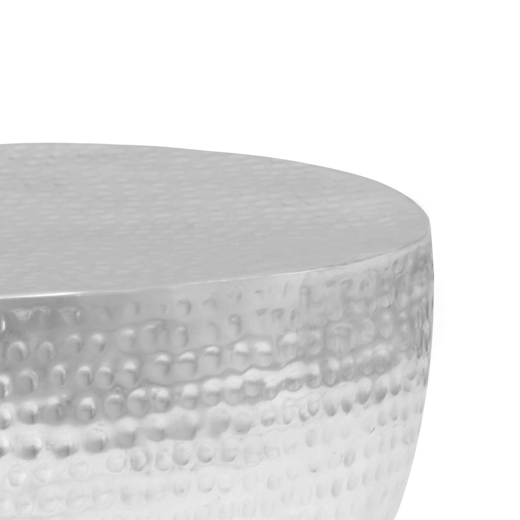 vidaXL Stolik do kawy z młotkowanego aluminium, 100x50x28 cm, srebrny