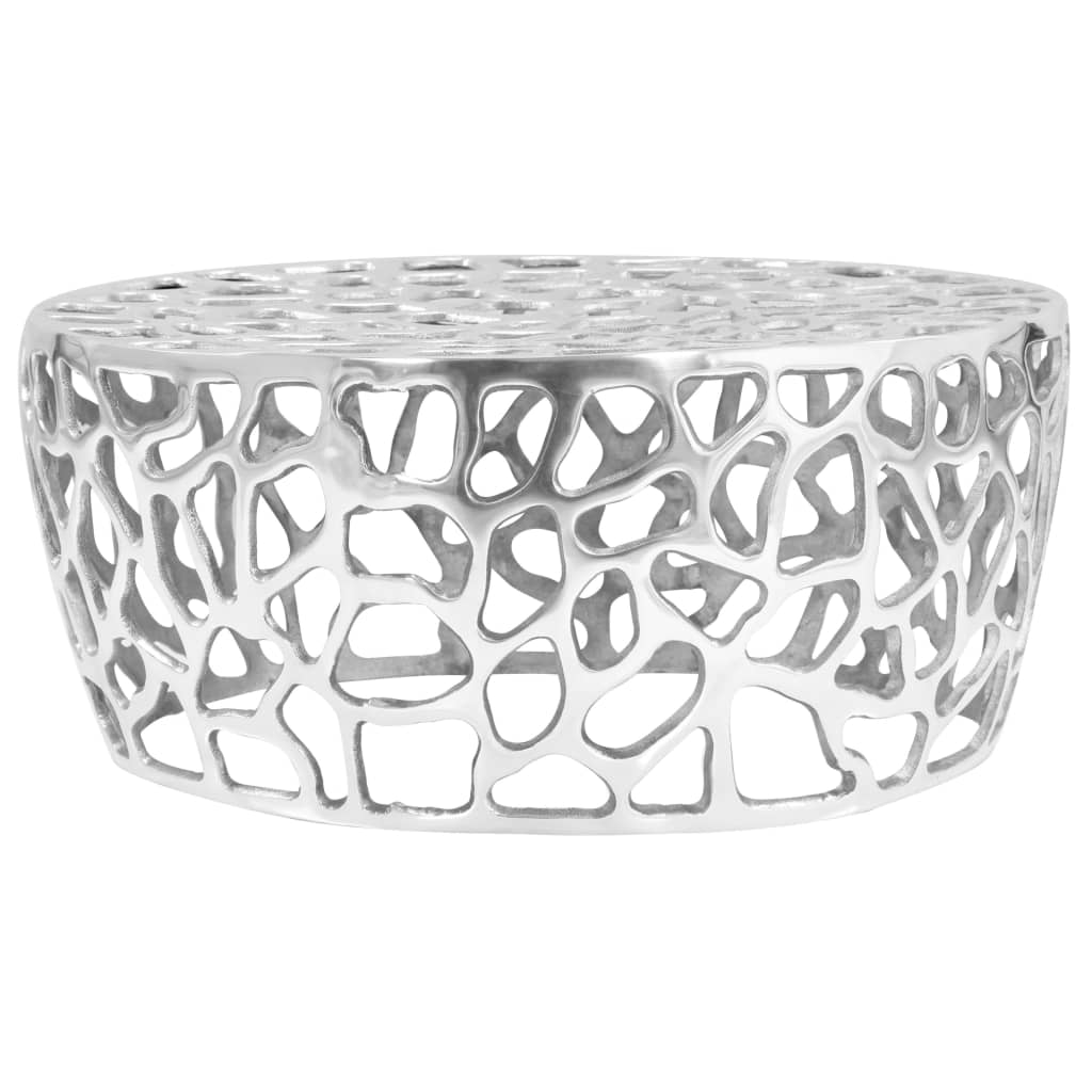 vidaXL Stolik do kawy z odlewanego aluminium, 70 x 30 cm, srebrny
