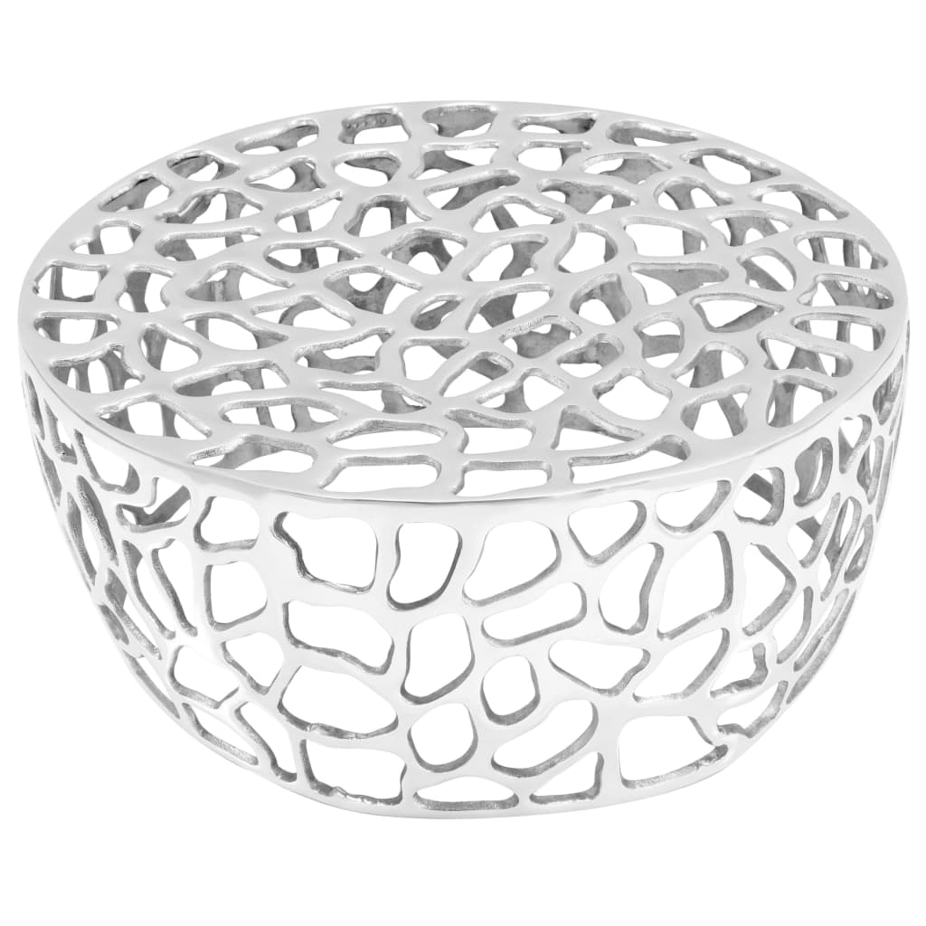 vidaXL Stolik do kawy z odlewanego aluminium, 70 x 30 cm, srebrny