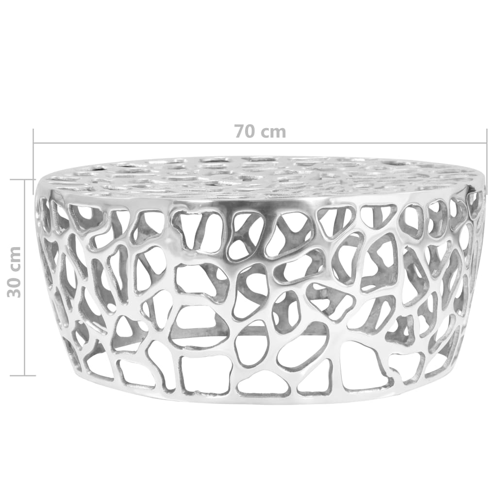 vidaXL Stolik do kawy z odlewanego aluminium, 70 x 30 cm, srebrny