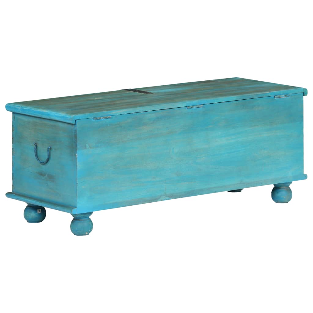 vidaXL Skrzynia z litego drewna mango, niebieska, 100 x 40 x 41 cm