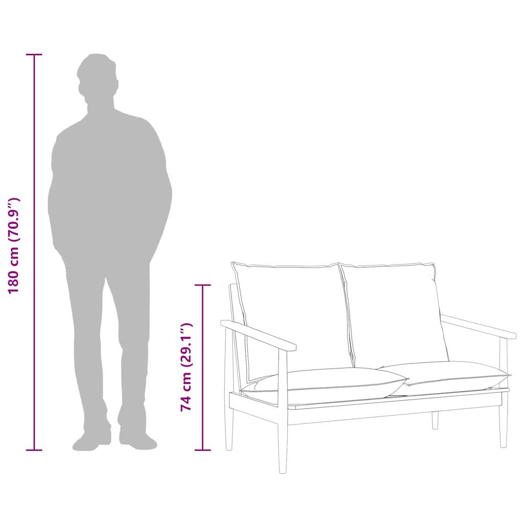 vidaXL 2-osobowa sofa z prawdziwej skóry i drewna akacjowego, brązowa