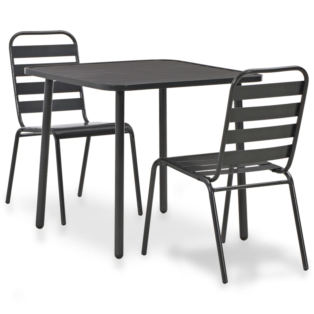 vidaXL 3-cz. zestaw mebli bistro, stal, ciemnoszary