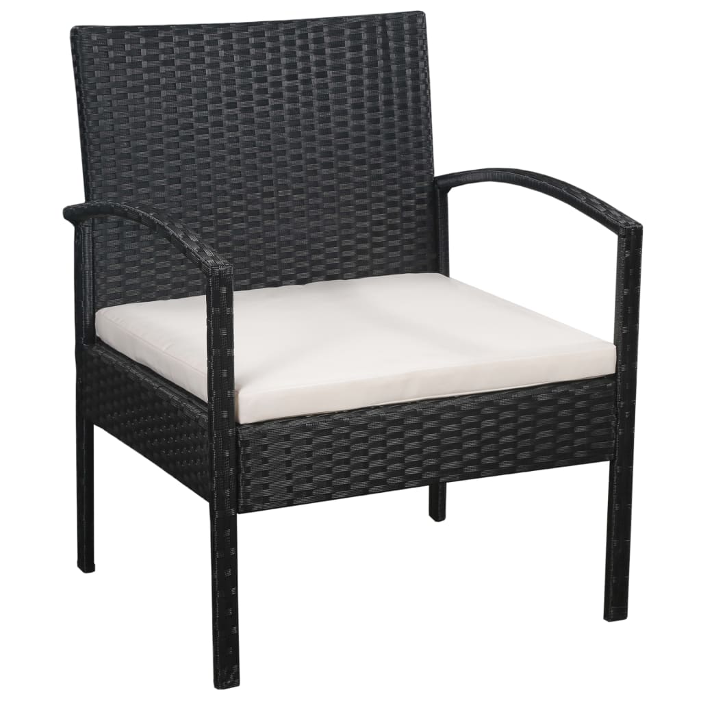 vidaXL 5-cz. zestaw mebli do ogrodu, poduszki, rattan PE, czarny