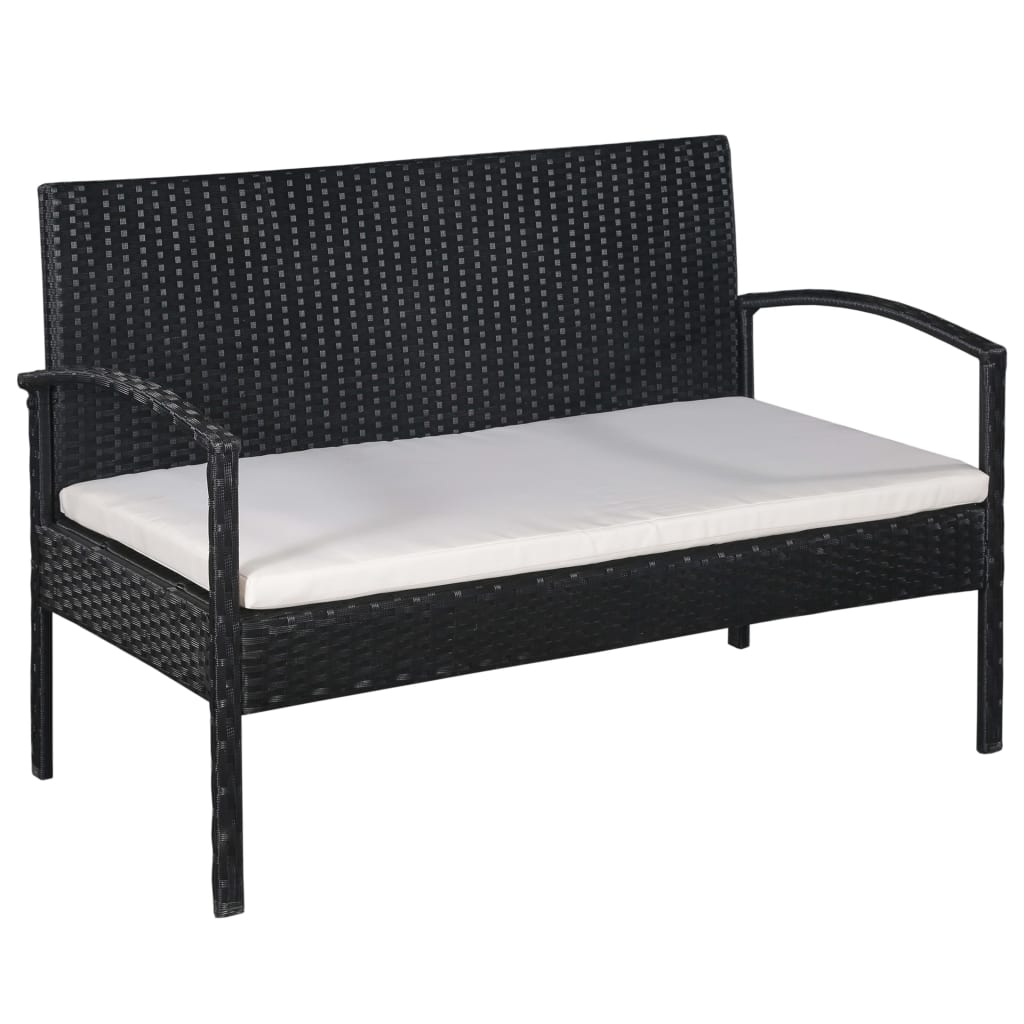 vidaXL 5-cz. zestaw mebli do ogrodu, poduszki, rattan PE, czarny