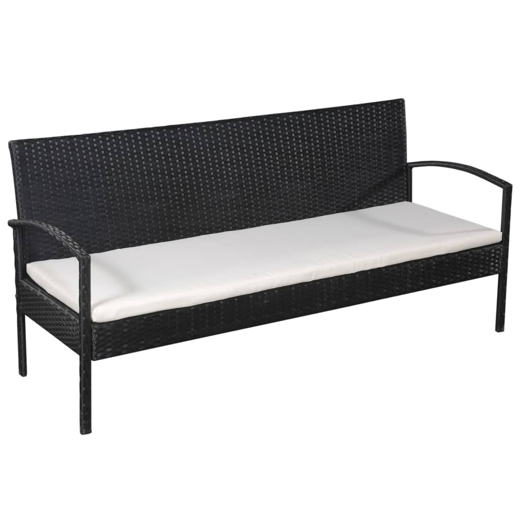 vidaXL 5-cz. zestaw mebli do ogrodu, poduszki, rattan PE, czarny