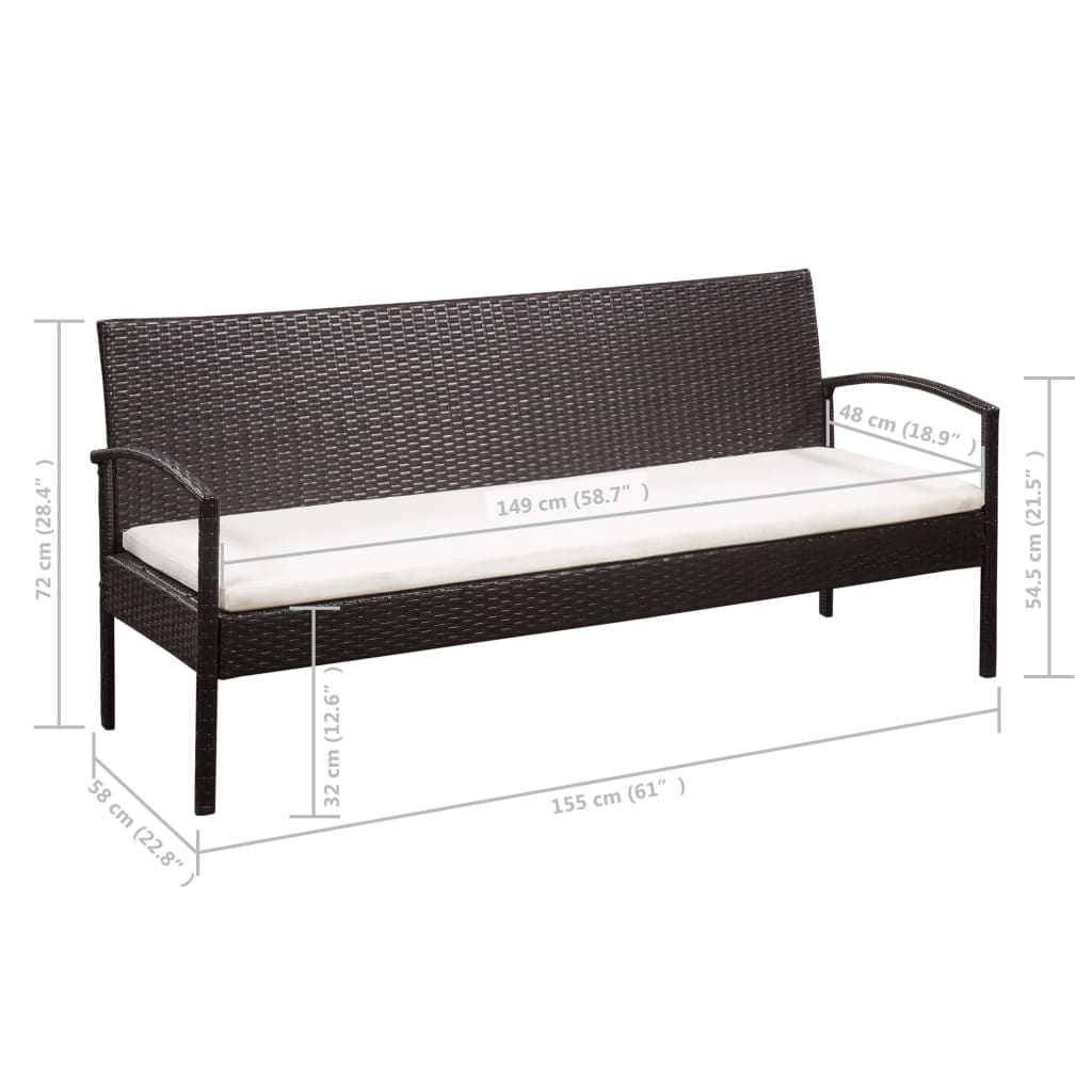 vidaXL 5-cz. zestaw mebli do ogrodu, poduszki, rattan PE, czarny