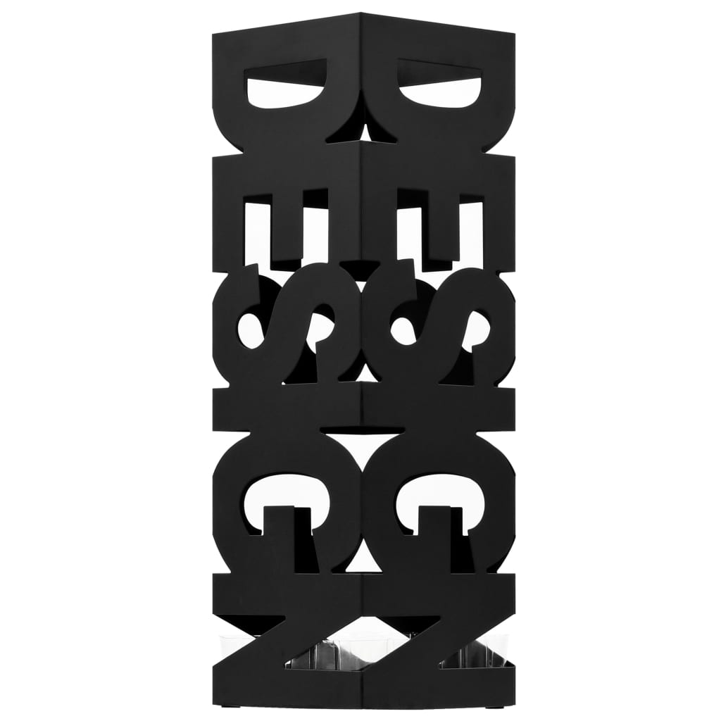 vidaXL Stojak na parasole w formie napisu design, stalowy, czarny