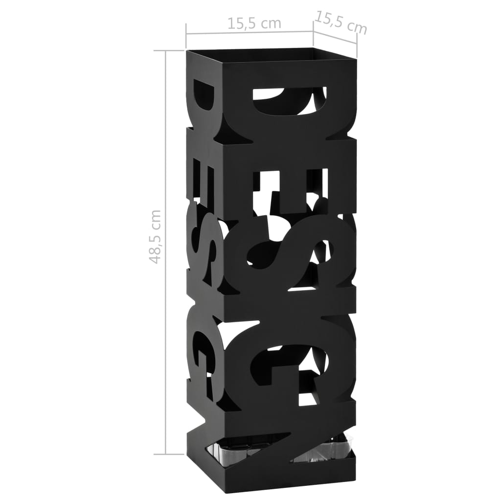 vidaXL Stojak na parasole w formie napisu design, stalowy, czarny