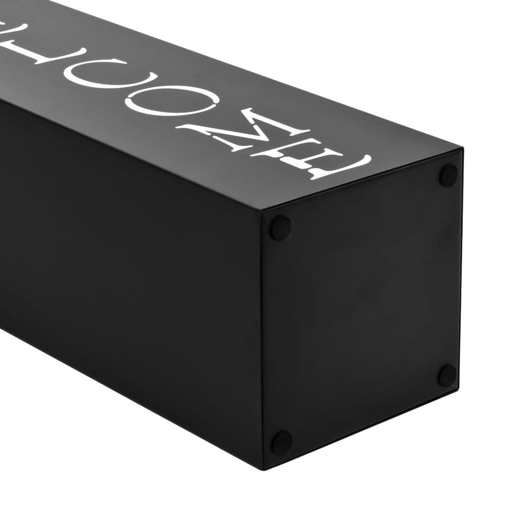 vidaXL Stojak na parasole, z napisem Welcome, stalowy, czarny