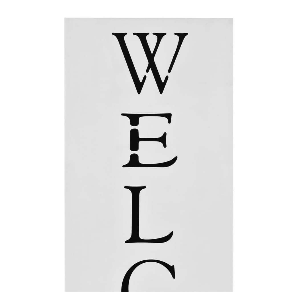 vidaXL Stojak na parasole, z napisem Welcome, stalowy, biały