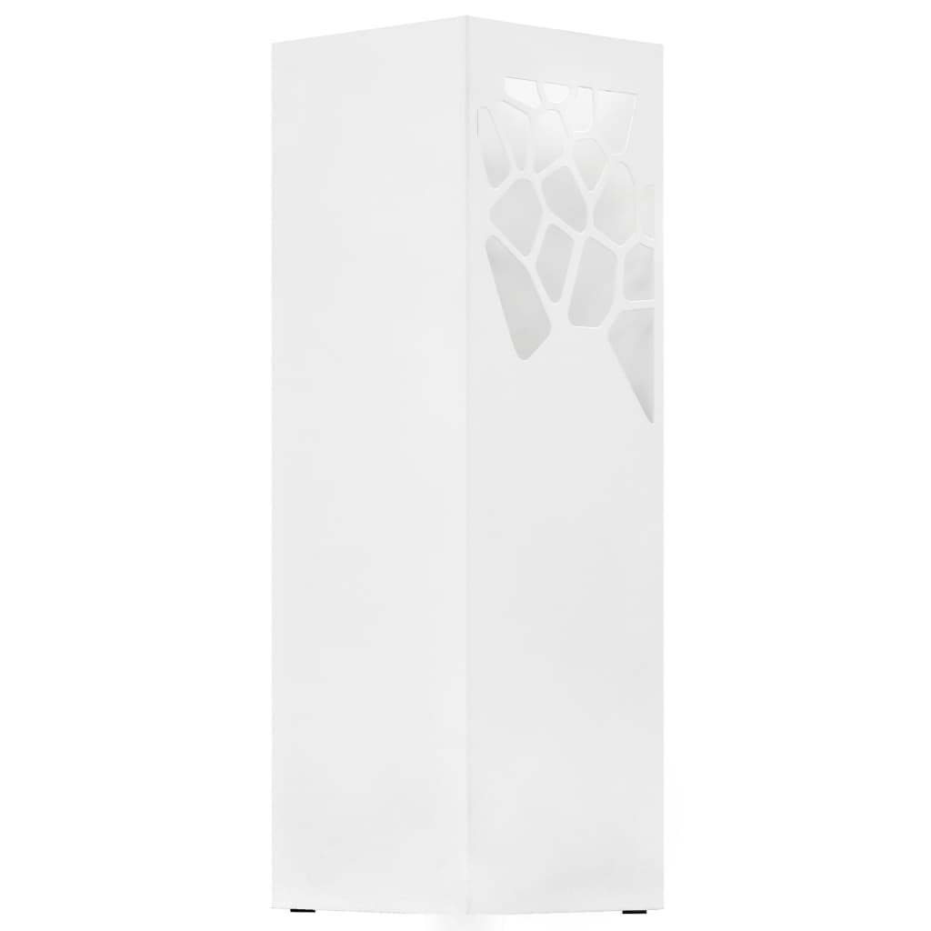 vidaXL Stojak na parasole, design w kamyki, stalowy, biały